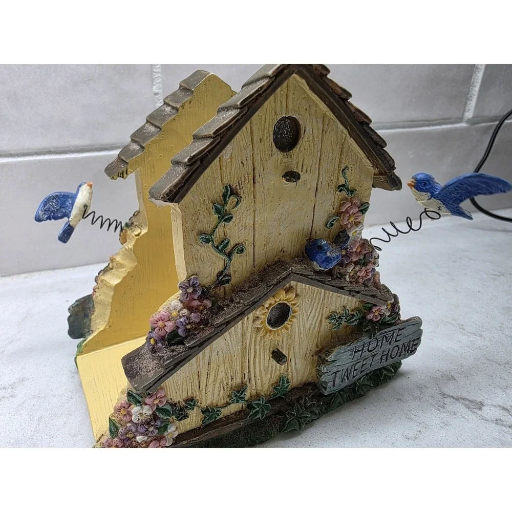 Napkin Holder Resin Yellow Bird House Shaped Home Tweet Home Vtg Birds On Spring